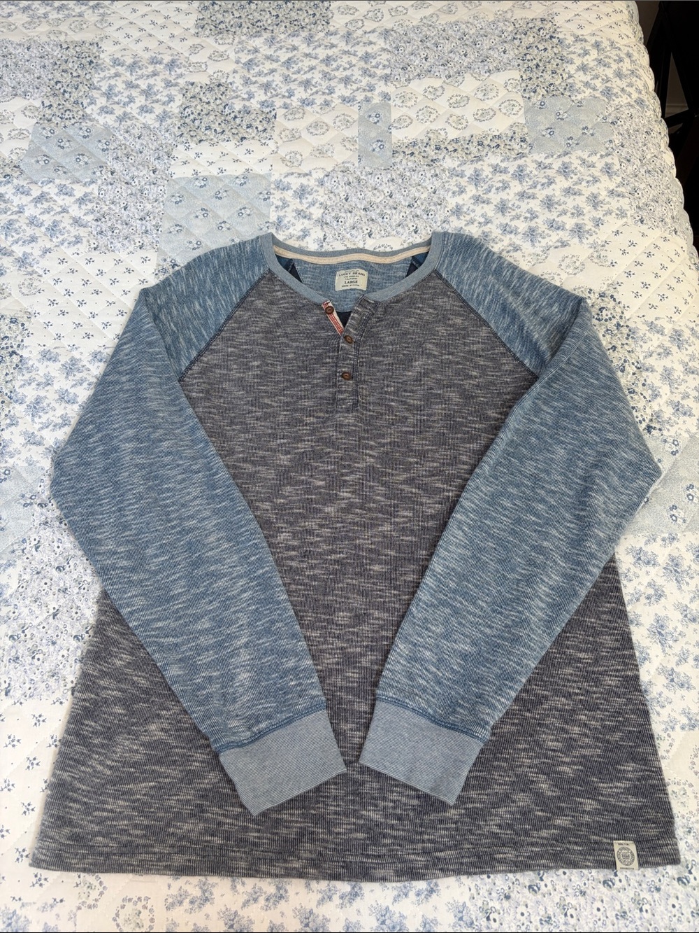 Lucky Brand Two-Tone Blue Raglan Henley